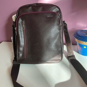 Samsara by Matt and Nat Dark Brown Vegan Leather Messenger Bag. Unisex.